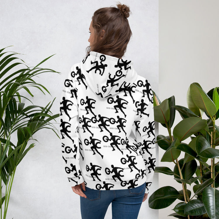 God Chaser all over print ( white) Unisex Hoodie