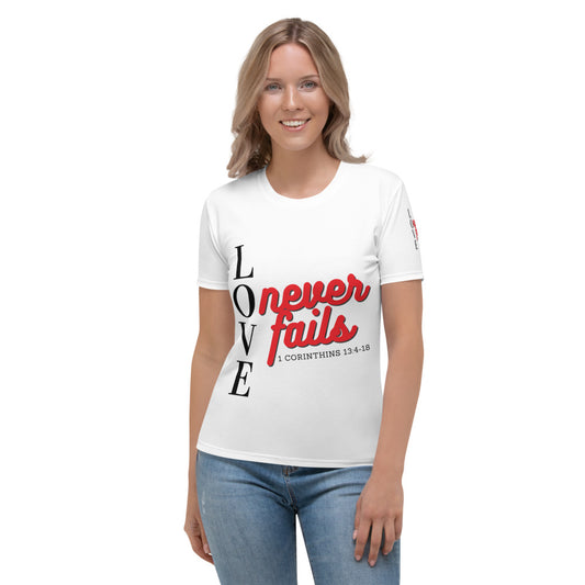 Love never fails Red Letter Women's T-shirt