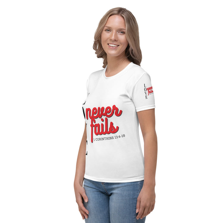 Love never fails Red Letter Women's T-shirt