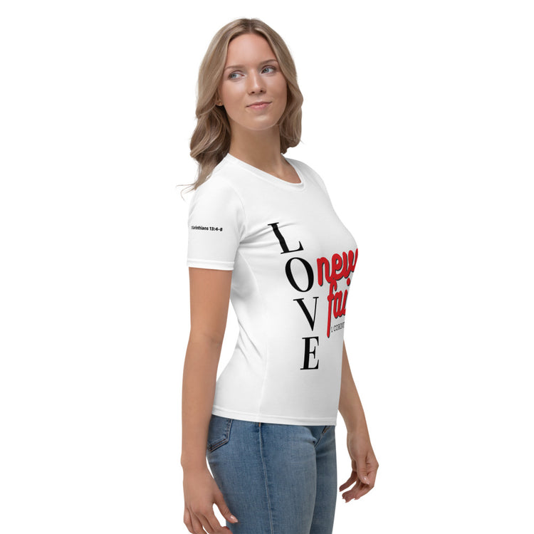 Love never fails Red Letter Women's T-shirt