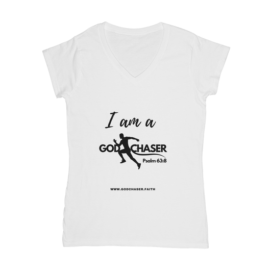I am A GOD Chaser Classic Women's V-Neck T-Shirt
