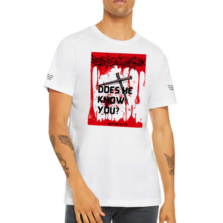 Does He Know You Premium Unisex Crewneck T-shirt