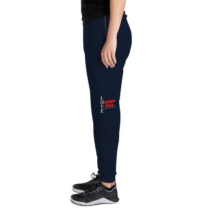 Love Never Fails Red Letter Unisex Joggers